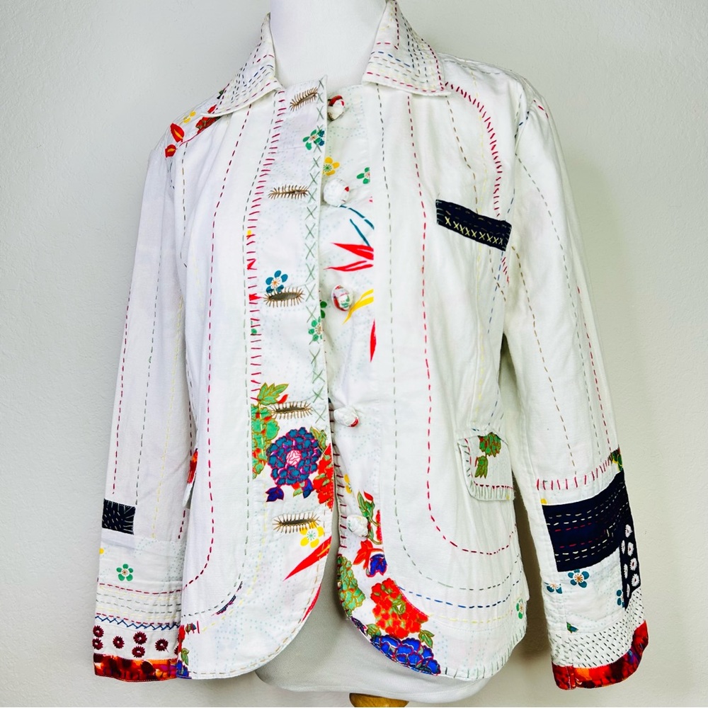 Grandma Chic Patchwork Embroidered Jacket Casual … - image 4